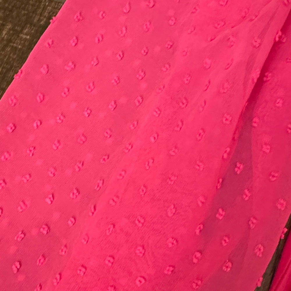 Zeagoo Fuchsia Bodysuit Top Nwt | Sheer Puff Sleeve Pink Medium — image 3 of 4